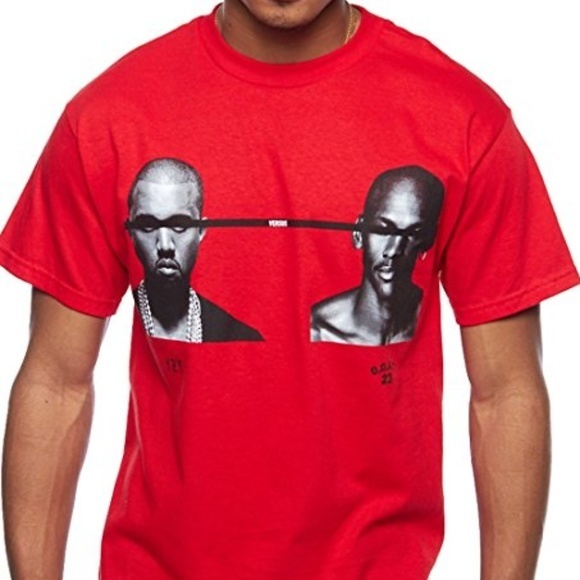 Men's YZY vs G.O.A.T. 23 Graphic Print Crewneck Red Tees Shirt Size Large - Picture 3 of 6